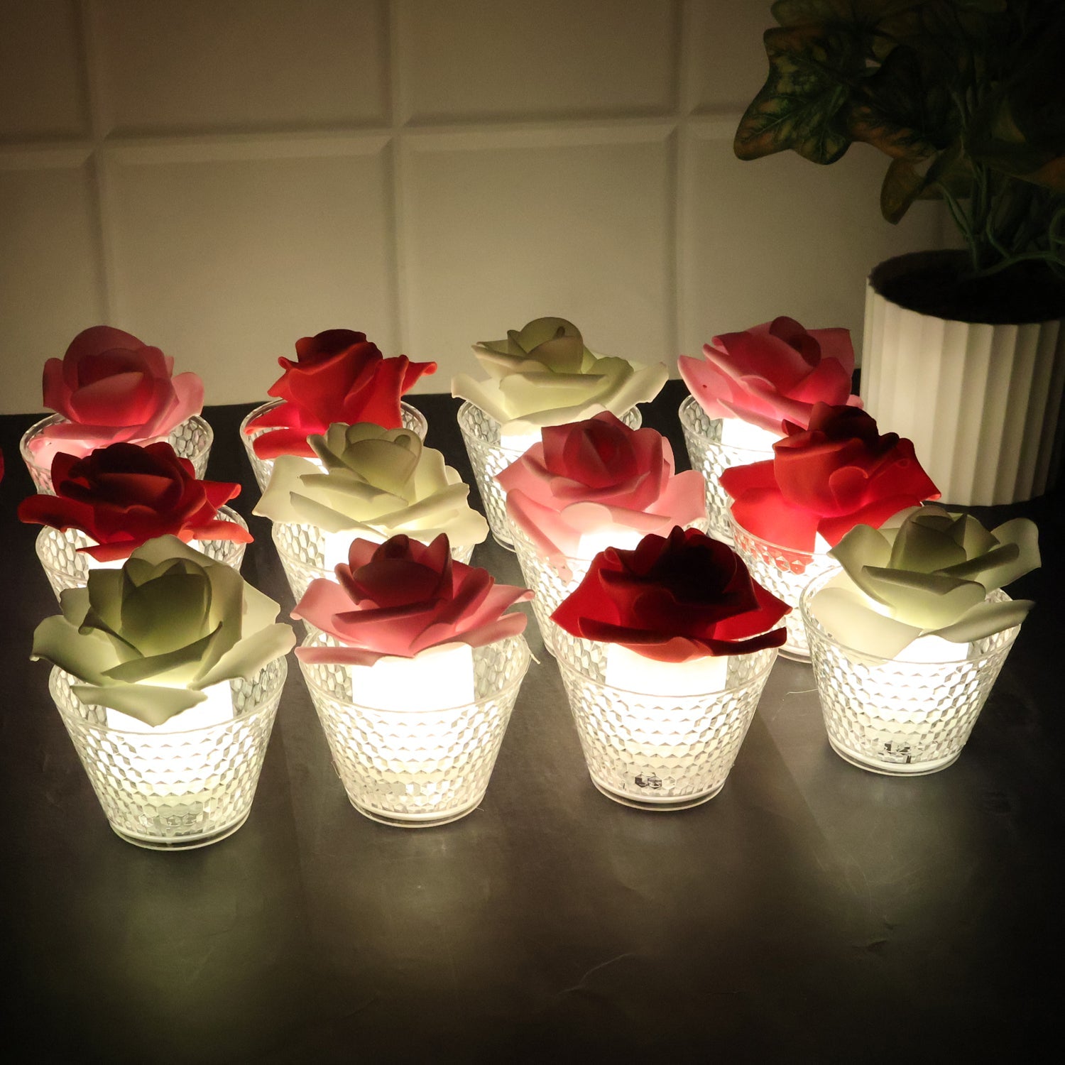 Rose Shaped Decorative Flameless LED Candles (12 Pc) Rose Shaped Decorative Flameless LED Candles (12 Pc)